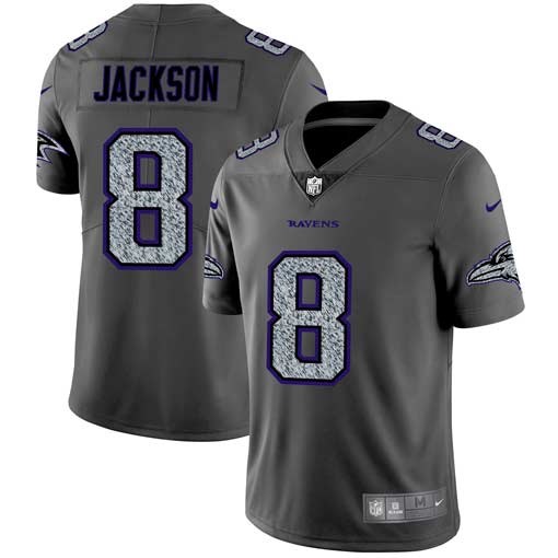 Men's Baltimore Ravens #8 Lamar Jackson 2019 Gray Fashion Static Limited Stitched NFL Jersey